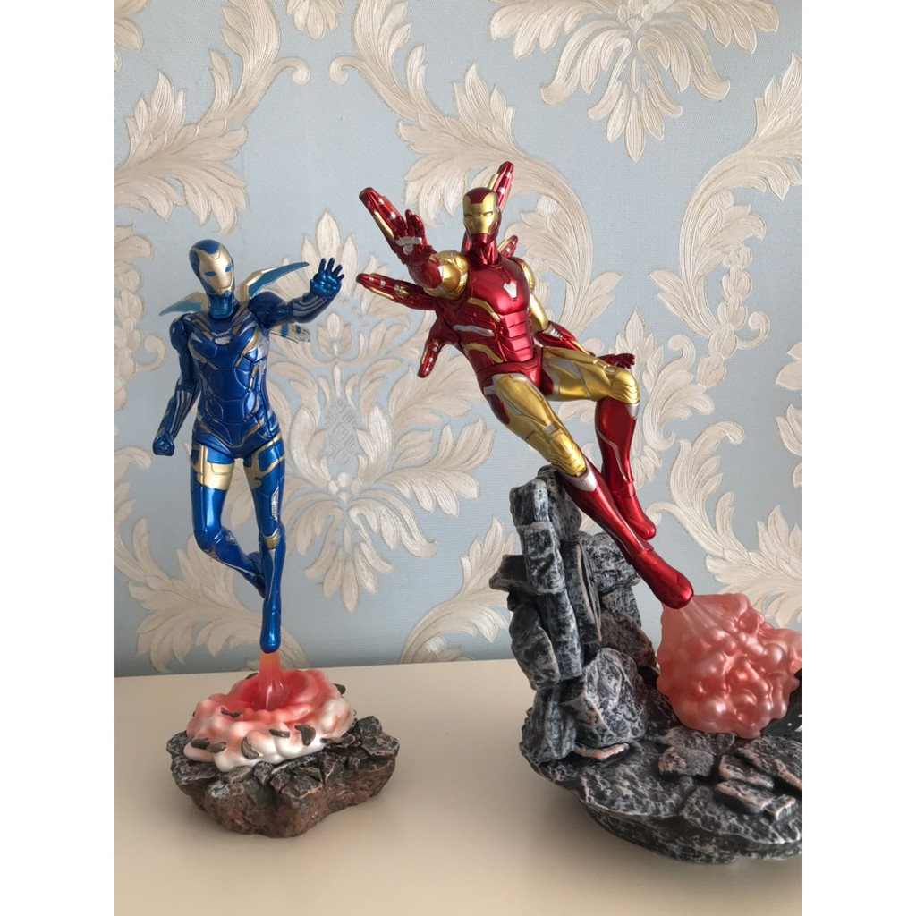 Mô hình tượng Iron man Mark 85 mk 85 + Vợ Pepper giáp Rescue, Vợ chồng Iron man trong Endgame