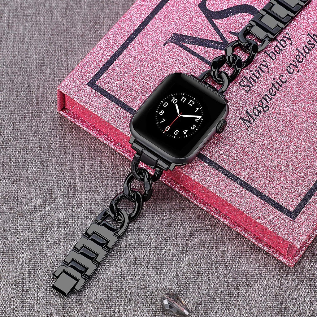 Dây Đeo Inox Dạng Xích 45mm 38mm 40/44mm Cho Đồng Hồ Apple iWatch Series 7 6 SE 5 4 3