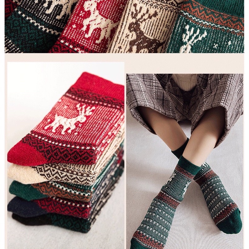 [TonaShoe] Tất Thổ Cẩm Hoạ Tiết Huơu M15