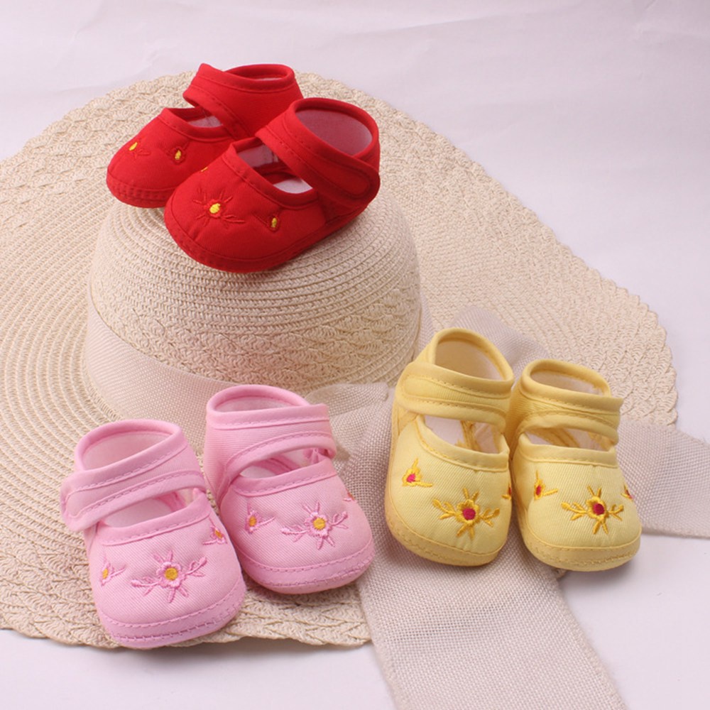 Giày Tập Đi Vải Cotton Mềm Cho Bé 0-12 Tháng Tuổi