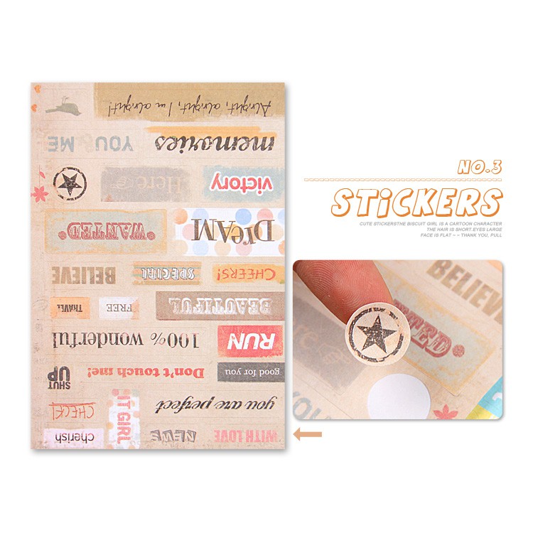 Bộ 6 tờ Sticker phong cách cổ điển - album DIY