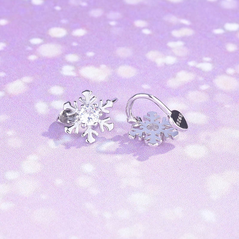 Mới Bạc Bông Tuyết Chụp Tai Earless Nữ Đơn Giản Thanh Lịch Trang Sức
