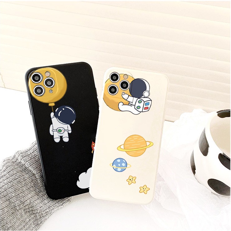 Ốp lưng iphone Phi hành gia cạnh vuông bảo vệ camera ip6splus/7/7plus/8/8plus/x/xr/xs/11/12/pro/max/plus/13promax e132