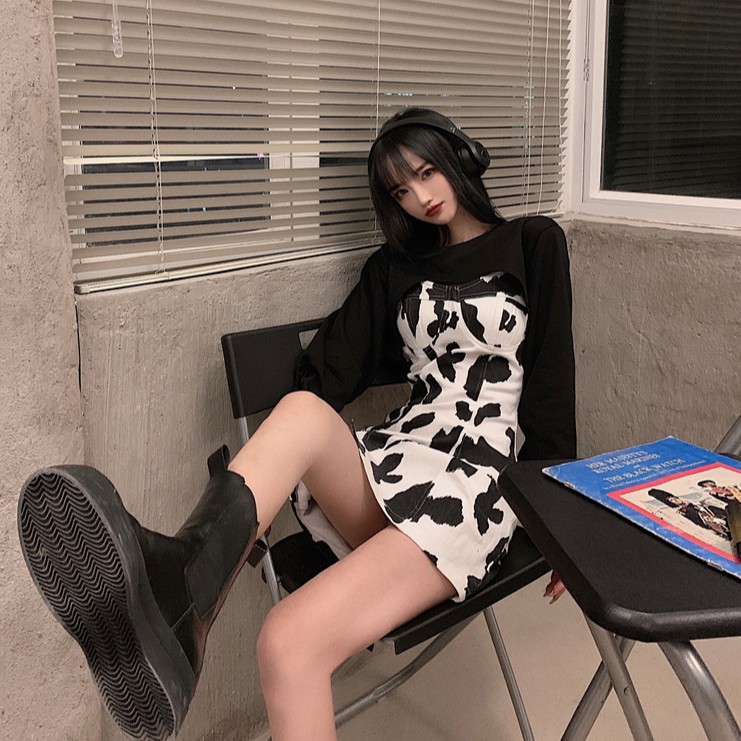 Xiaozhainv Áo Sweater + Đầm Họa Tiết Da Beo Độc Đáo Thời Thượng Dành Cho Nữ | BigBuy360 - bigbuy360.vn