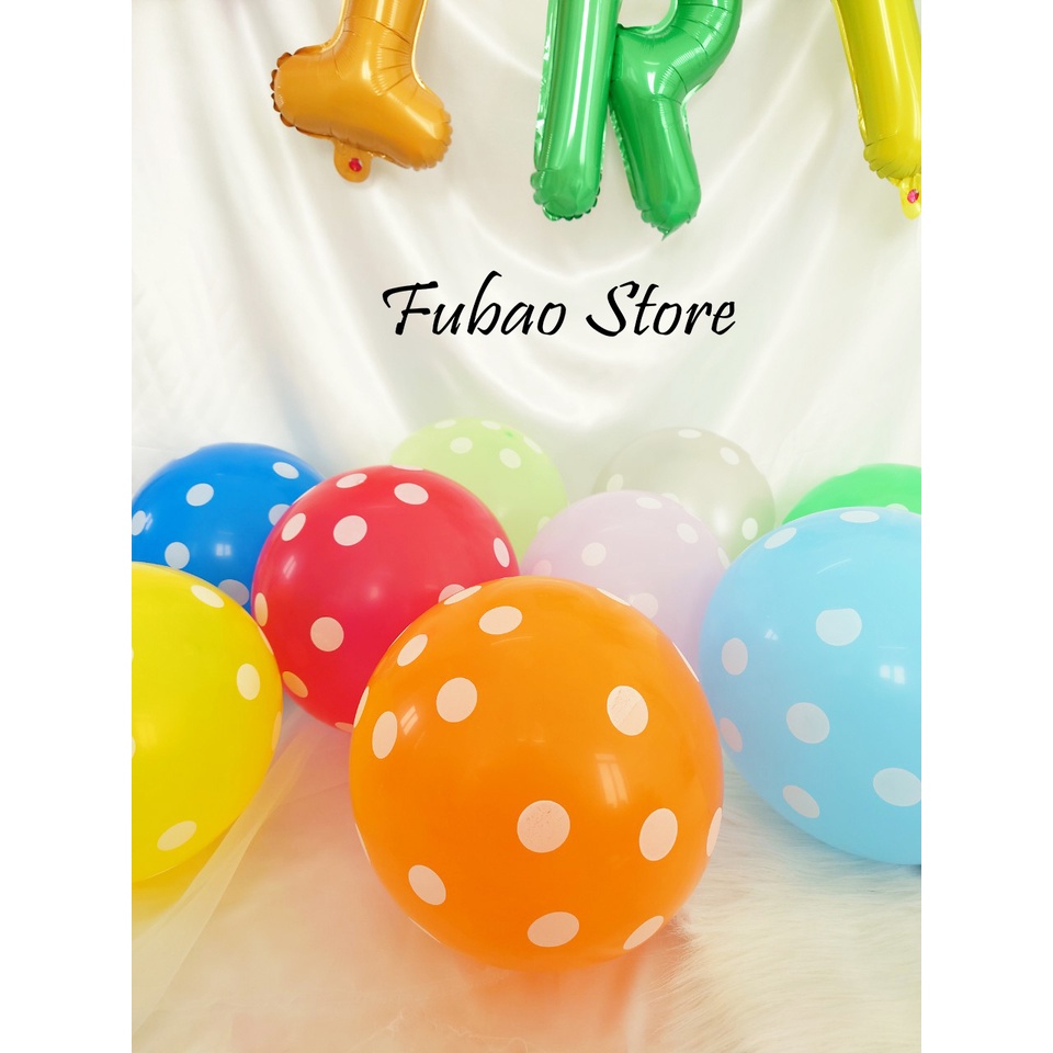 Bong bóng cao su chấm bi nhiều màu size lớn, trang trí sinh nhật Fubao Store