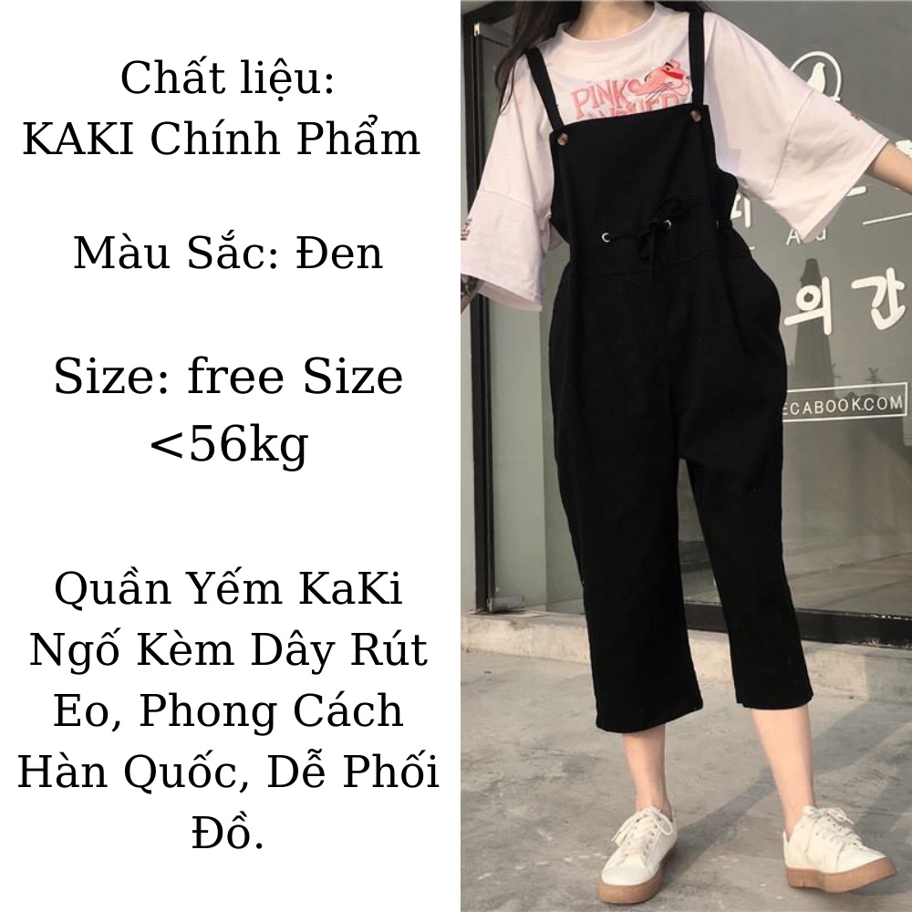 Quần Yếm Ngố Dây Rút Eo,Yếm Vải KaKi Phong Cách Hàn Quốc , Chát Liệu Vải KaKi Chính Phẩm Dễ Mặc Và Phối Đồ