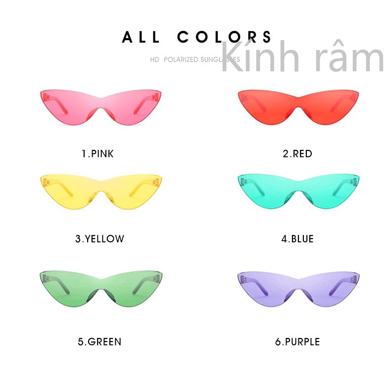 Kính mát kiểu mắt mèo màu kẹo ngọt sành điệu cho nữ