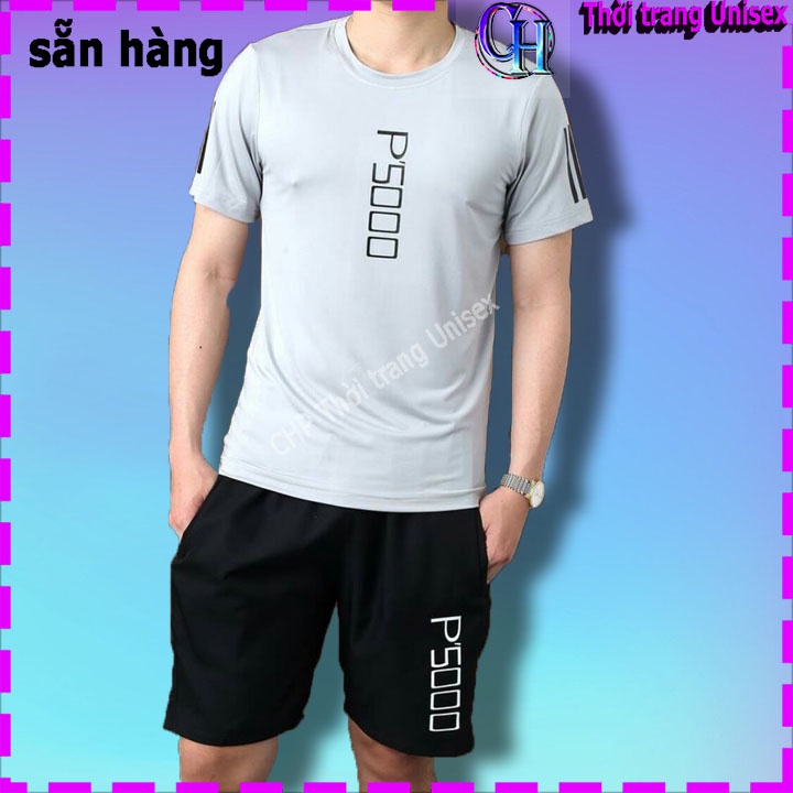 Sét bộ thể thao nam thời trang thun hè mát nhẹ thoải mái - quần áo ngắn tay size lớn in chữ