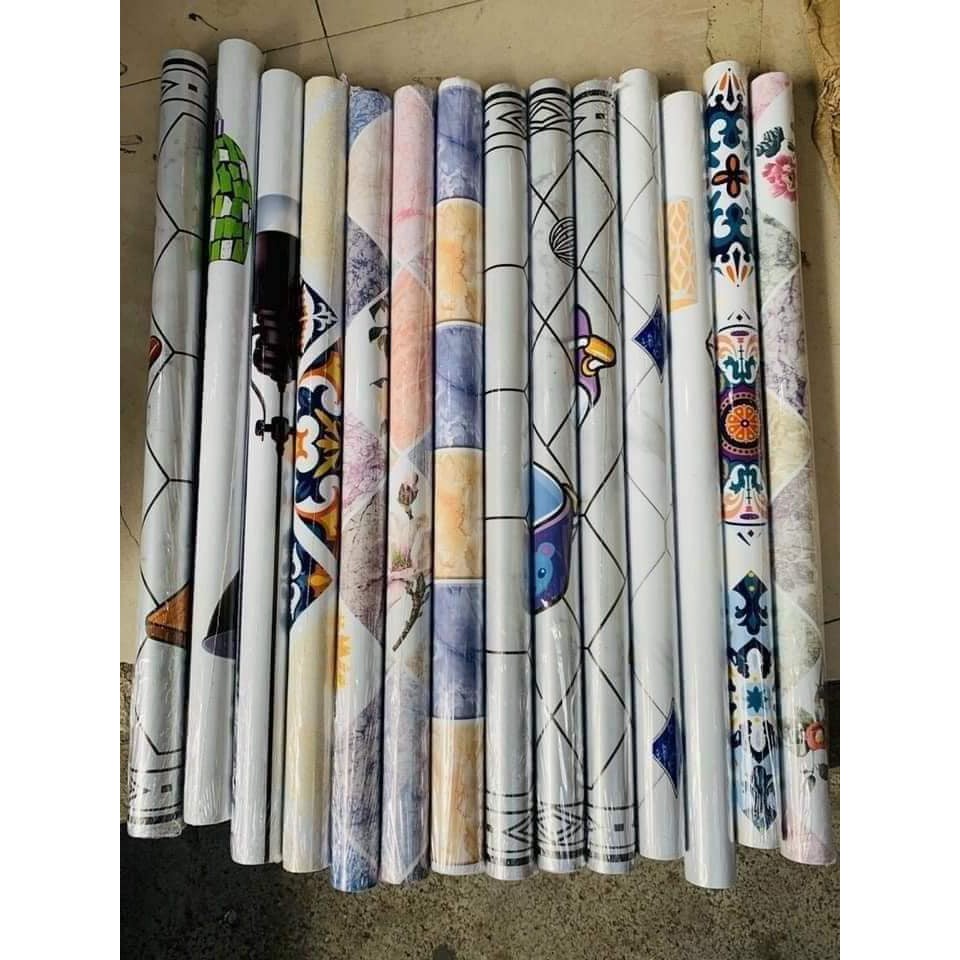 Cuộn 2M GIẤY Decal bóng chống thấm HOA VĂN loại - LOẠI DÁN