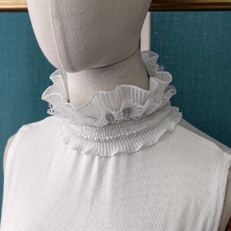 Han Áo Sweater Giả Hai Lớp Nhún Bèo Ấm Áp Sáng Tạo Ngọt Ngào Cho Nữ Acc