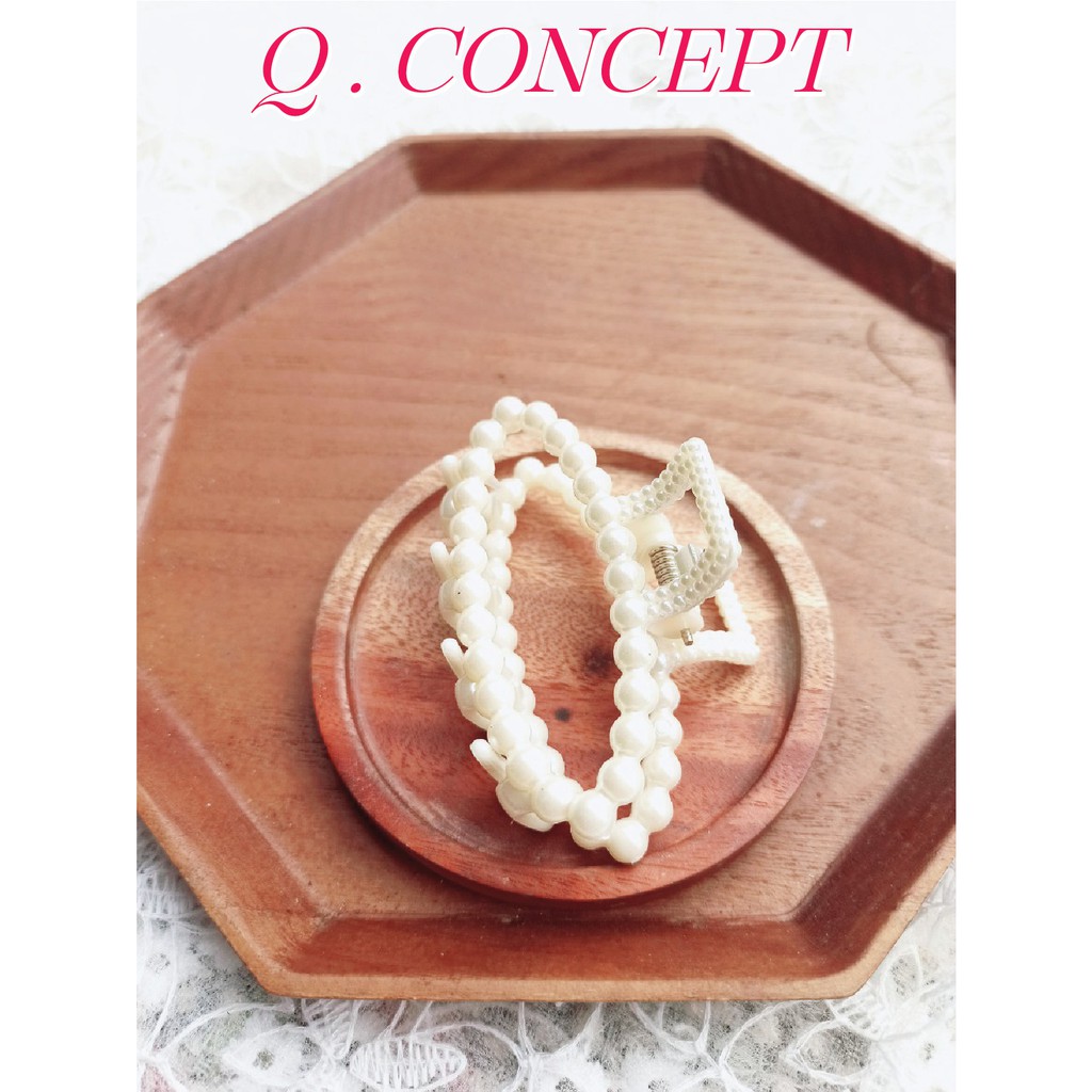 Kẹp Bướm Hạt Trắng Oval