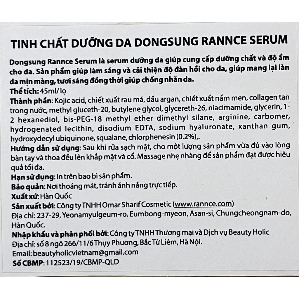 Tinh Chất Hỗ Trợ Giảm Nám Dongsung Rance Serum 45ml