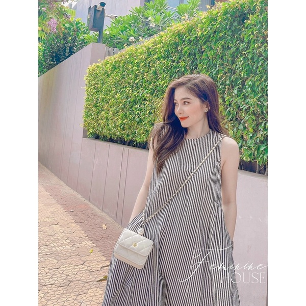 Đầm Sọc Suông Nhún Sau Dáng Maxi Thoải Mái Diện Hè