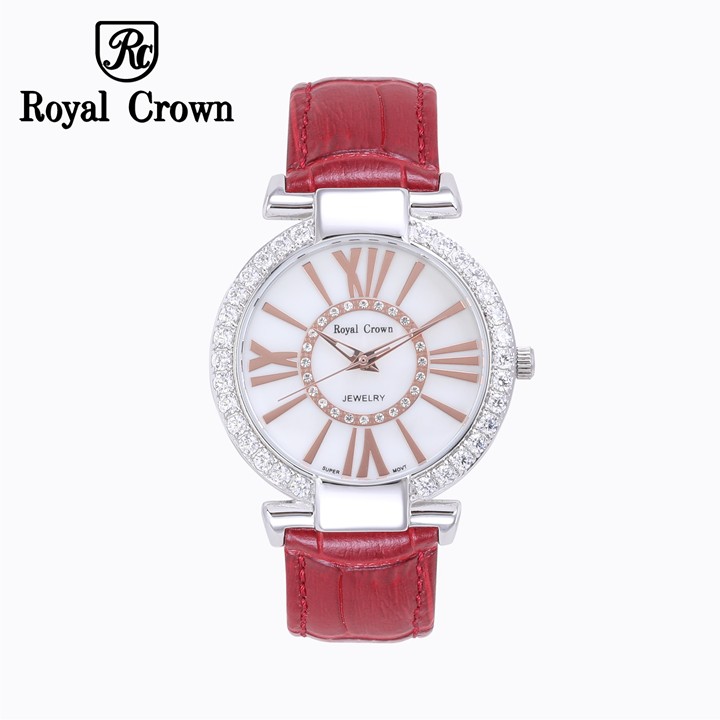 Đồng hồ nữ Chính Hãng Royal Crown 6116-ST-R (dây da đỏ)