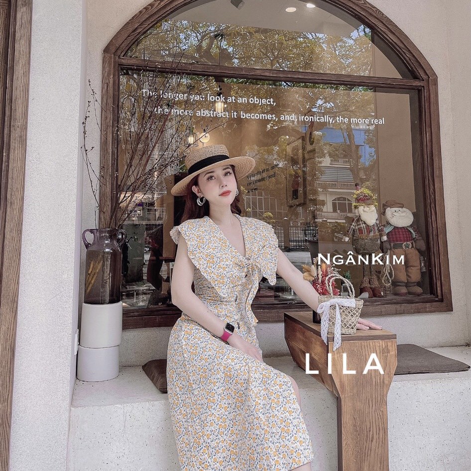 váy hoa nhí đầm hoa nhí cổ bèo dáng dài - mã A006- thời trang thiết kế | BigBuy360 - bigbuy360.vn