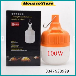 Bóng đèn tích điện 6-8h - loại 100w sạc tích điện có móc treo tiết kiệm điện