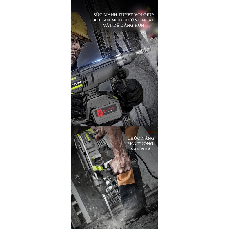 Máy Khoan Bê Tông Búa Không Chổi Than Sử Dụng Pin Lithium 10 Cell, 15 Cell – Một Sản Phẩm Của Zhipu