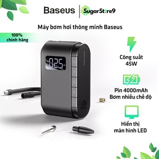 Máy bơm xe ô tô - máy bơm hơi mini baseus thông minh công suất 45w nhiều chế độ tích điện 4000mah