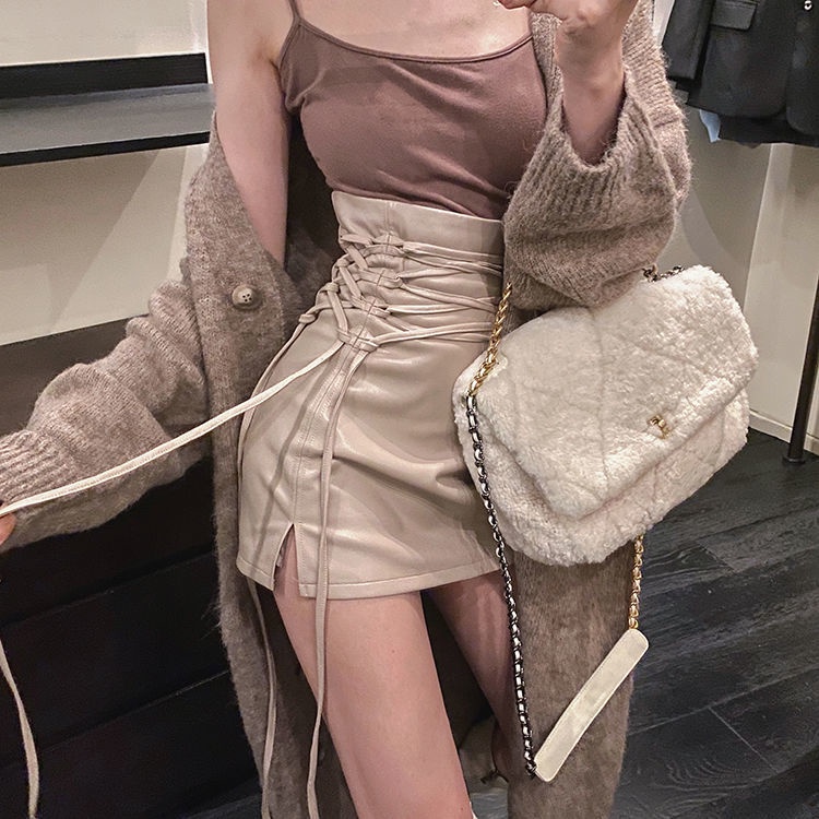 COZOK Chân váy lưng cao xẻ tà quyến rũ cho nữ