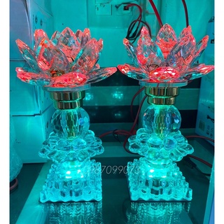 ĐÈN THỜ PHA LÊ HOA SEN (1CẶP) 23CM