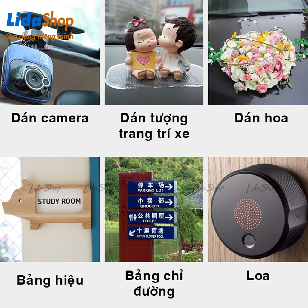 Cuộn băng keo 2 mặt siêu dính LidaShop , băng keo dẻo trong 2 mặt dán tranh gương dán tường ốp đá gạch men