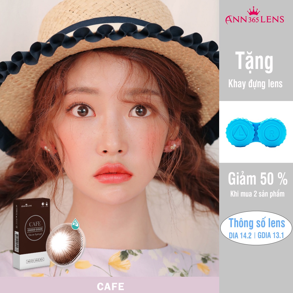 Kính áp tròng  1 tháng  màu Cafe ANN365 đeo êm 12h/ ngày dành cho mắt nhạy cảm