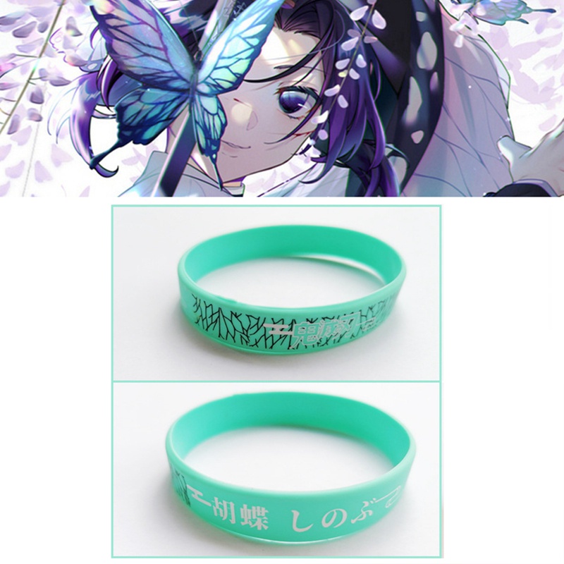 flowersqueen Vòng tay cao su silicone in hình nhân vật anime Demon Slayer 3D thời trang cho nam nữ