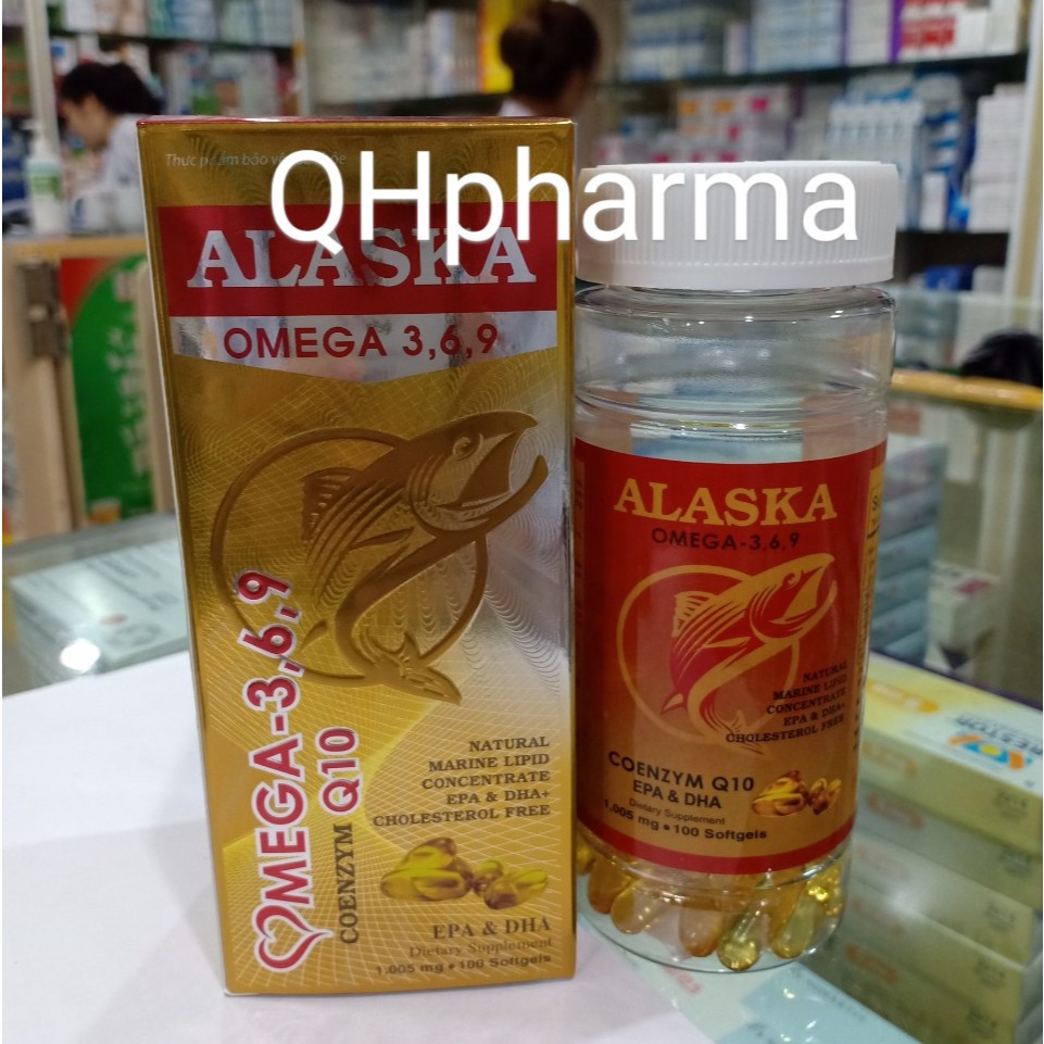 Viên dầu cá ALASKA OMEGA 3,6,9 Coenzym Q10 lọ 100 viên giúp bổ não,sáng mắt