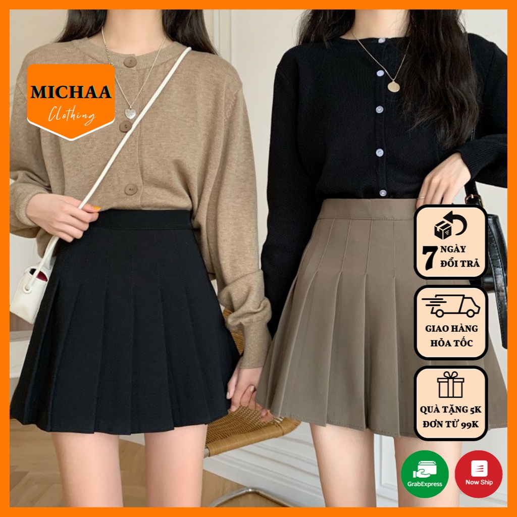 Chân Váy XẾP LY TENNIS Nữ Ngắn Dáng Xòe Lưng Cạp Cao Chữ A Có Lót Trong - MICHAA