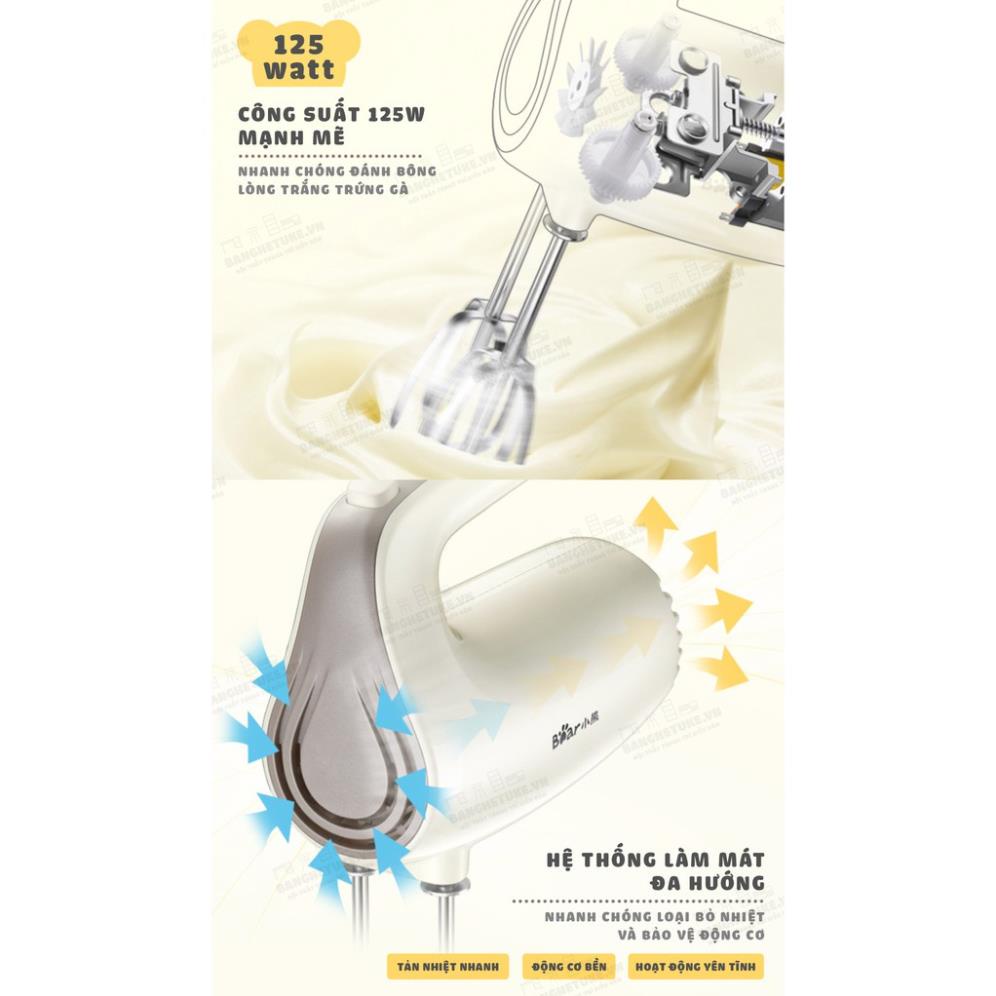 Máy đánh trứng cầm tay mini Bear DDQ-B01f7, Máy đánh kem, bột, bơ, tạo bọt sữa, đánh nước sốt, nước tương, Bảo hành 12th