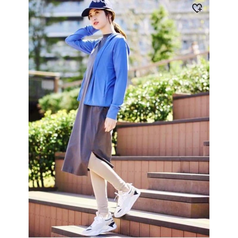 (UNIQLO chính hãng Nhật) Áo chống nắng Airism UV Hoodie - Áo khoác chống UV vải thun lạnh mắt lưới kéo khoá