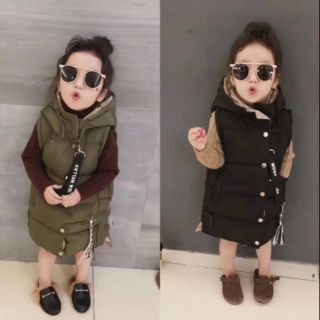 Áo khoác gile dáng dài bé gái