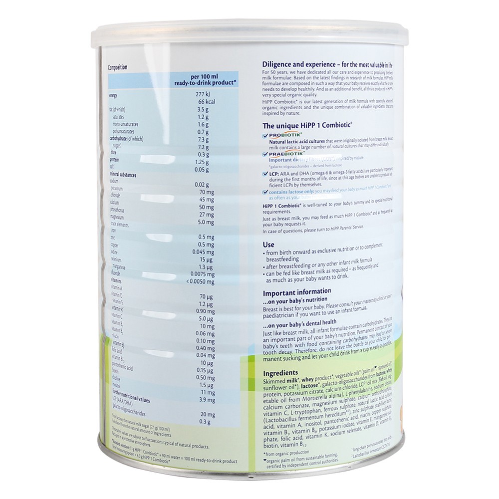 Sữa bột dinh dưỡng HiPP 1 Combiotic Organic 800g