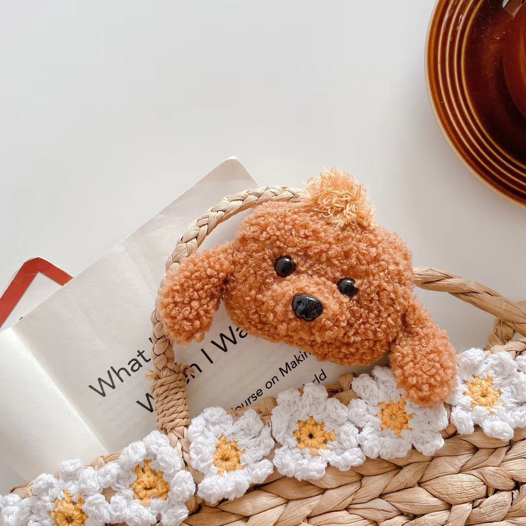 Vỏ bảo vệ hộp sạc tai nghe Airpods Pro hình cún cưng Poodle chất liệu lông nhung