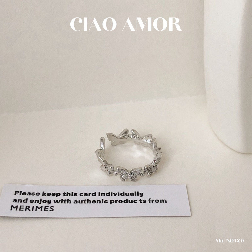 Nhẫn nữ xinh xắn cánh nhiều đính đá dễ thương Trang sức Ciao Amor - N0429