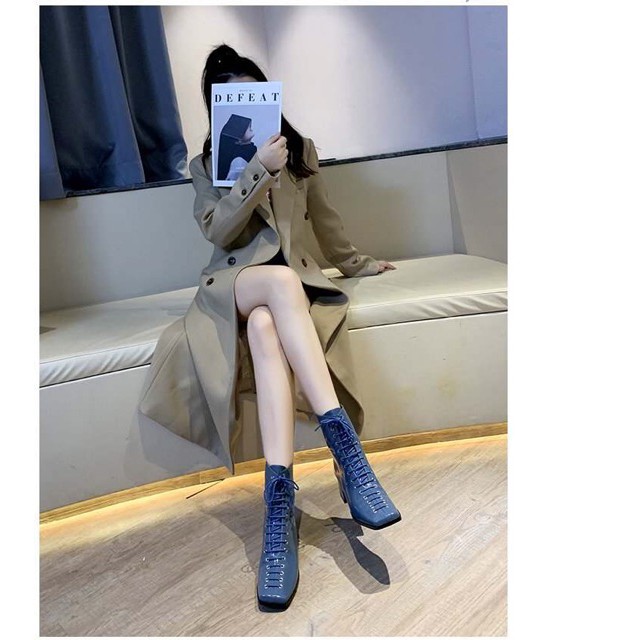 (SẴN XANH 35 , ĐEN 35 ) ORDER Bốt da bóng nữ buộc dây cổ cao sang chảnh | BigBuy360 - bigbuy360.vn