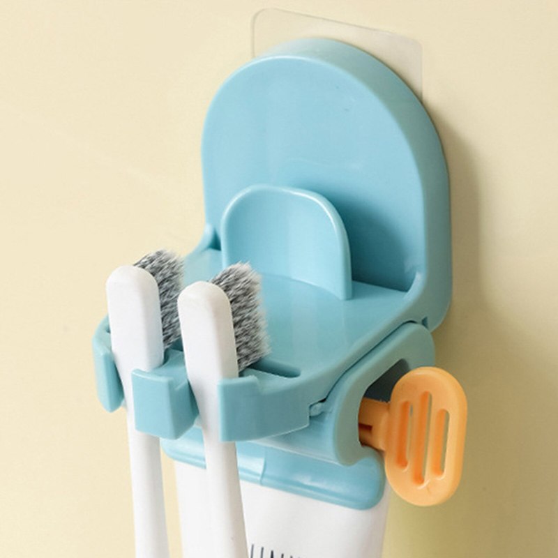 Giá đựng bàn chải hỗ trợ nặn kem đánh răng gắn tường tiện lợi