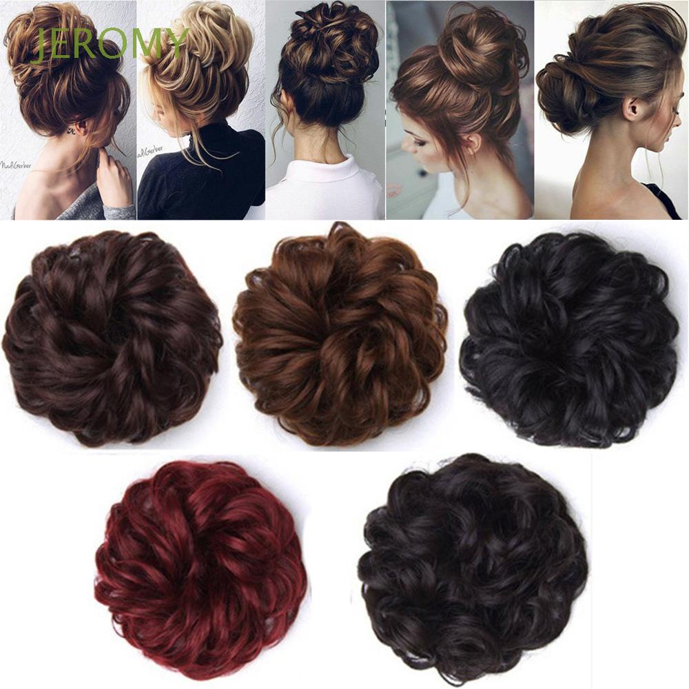 Búi tóc giả xoăn bằng sợi tổng hợp nhiều màu tự nhiên có dây rút dành cho nữ