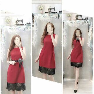 Đầm suông phối ren. Kèm hình thật