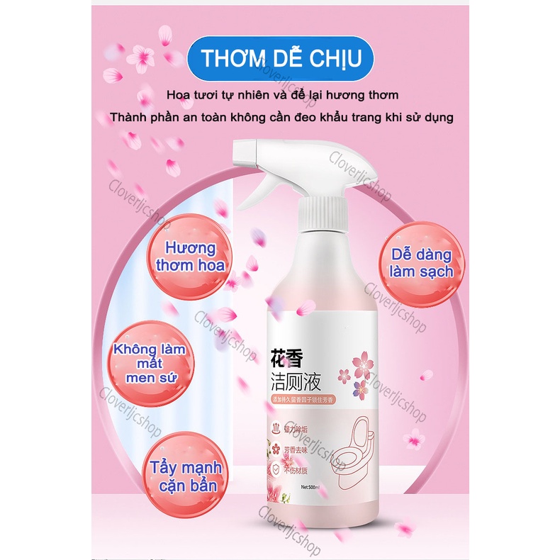 Xịt Tẩy Rửa Vệ Sinh Bồn Cầu Hương Nước Hoa Anh Đào Khử Khuẩn Chai Lớn 500ml