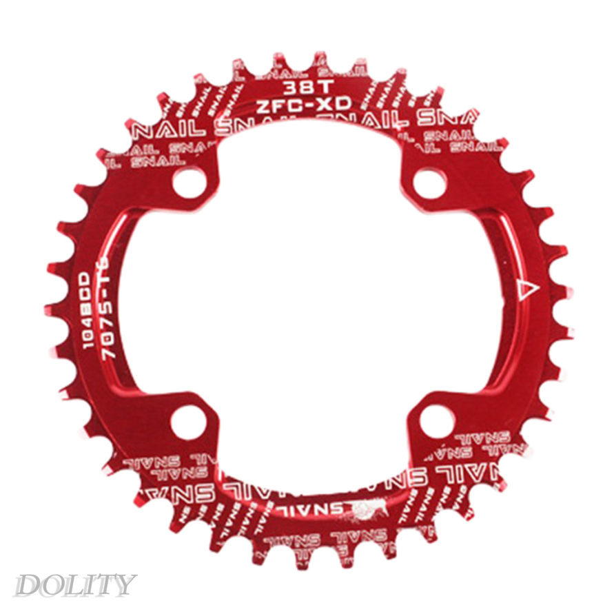 [DOLITY]Bike Chainring 104 BCD Single Speed Chain Ring 32T 34T 36T 38T Red  32T