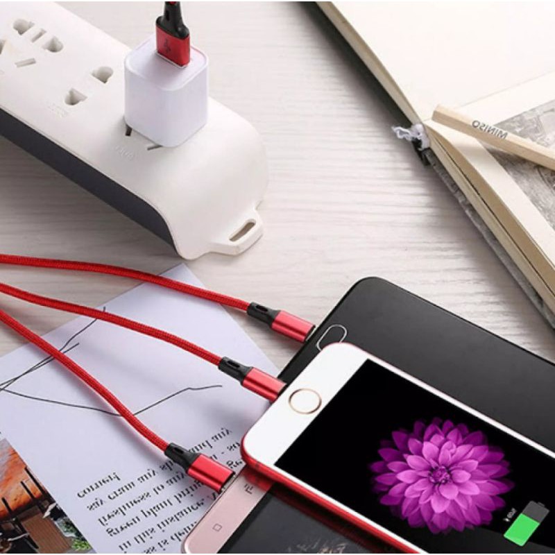 Cáp sạc đa năng 3 trong 1 bọc dù cao cấp