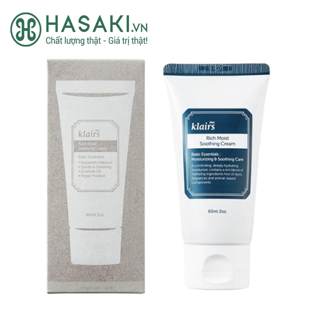 [Mã COS1904 giảm 8% đơn 300K] Kem Dưỡng Ẩm Sâu Klairs Rich Moist Soothing Cream 60ml | BigBuy360 - bigbuy360.vn