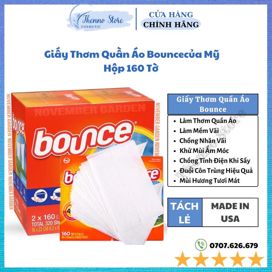 (Tách Lẻ) Giấy Thơm Quần Áo Bounce của Mỹ