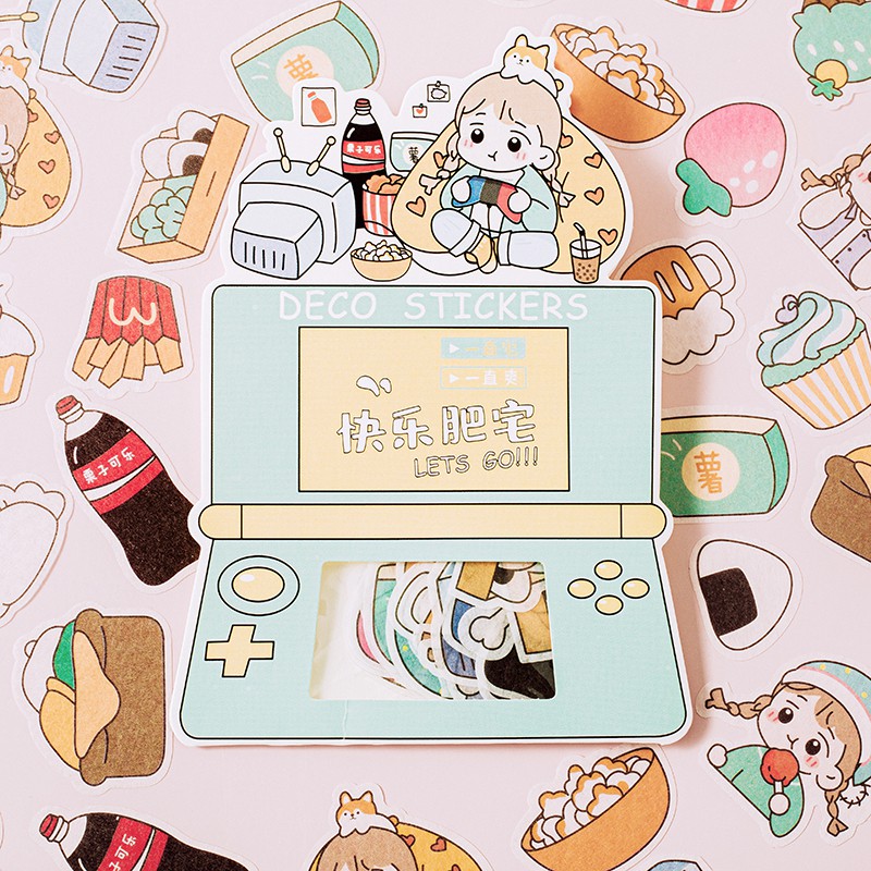 Set 40 Miếng Dán Hoạ Tiết Hoạt Hình Dễ Thương Dùng Trang Trí Sổ Tay / Tạp Chí / Sổ Nhật Ký Diy