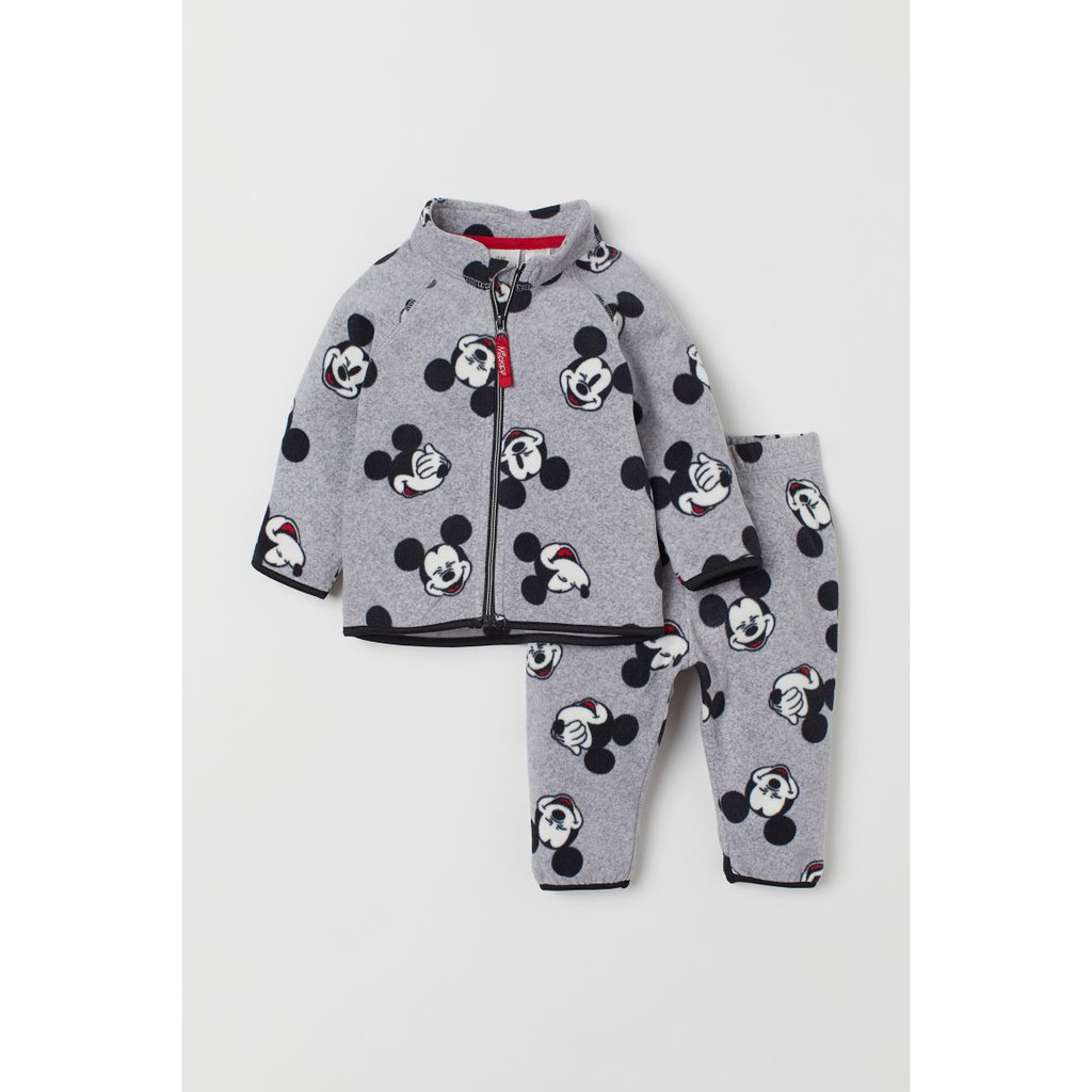 Set quần áo nỉ fleece mickey xám HM H&amp;M _ hàng chính hãng Anh