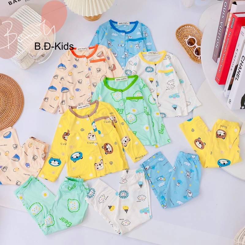 TD16 Bộ Dài Tay Cúc Giữa Thun Minkymom In Toàn thân cho bé 8kg đến 20kg