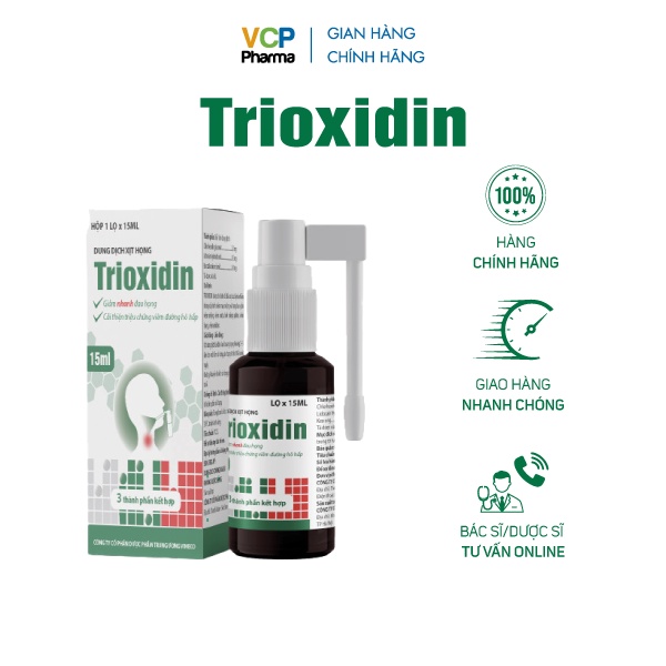 Xịt họng TRIOXIDIN - Giúp giảm nhanh đau họng, ngứa rát họng - Chai 15ml