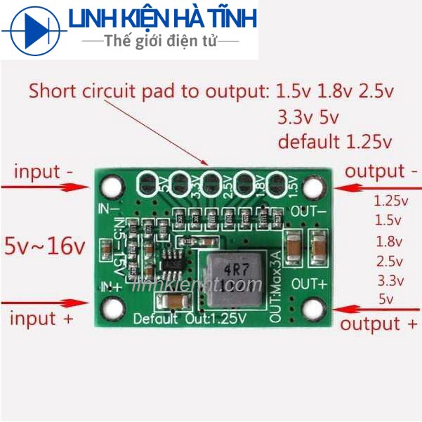 Mạch Hạ Áp 3A Ca-1235 đầu vào 5-15V đầu ra 1.25V 1.5V 2.5V 3.3V 5V dòng 2-3A