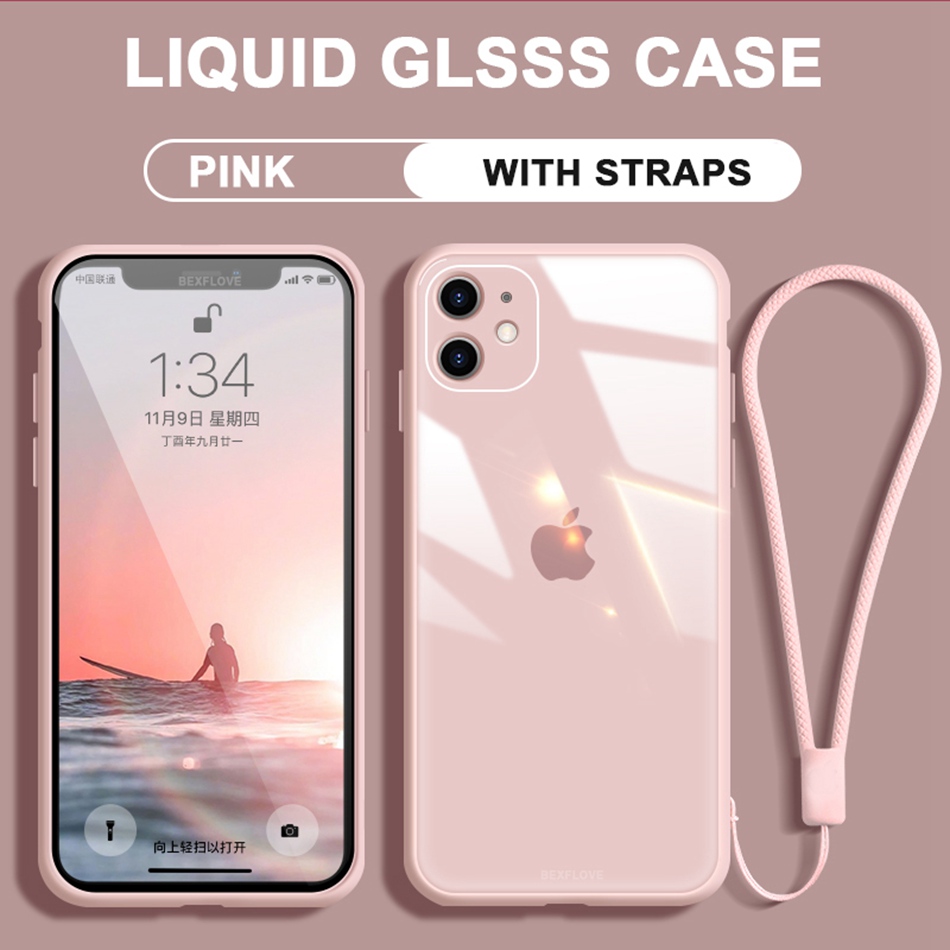 Ốp Điện Thoại Mặt Kính Kèm Dây Đeo Cho Iphone 7 Plus 8 Plus 12 11 Pro Max X Xr Xs 11pro 12pro Max 12mini 7plus 8plus | BigBuy360 - bigbuy360.vn